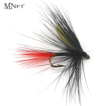 MNFT 10 ADET 12 # Koyu Gri Kanat Siyah Nypmh Sinekler Fly Fishing Kırmızı Kuyruk Sivrisinekler Sahte Cazibesi