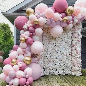 Macaron Balonlar Garland Kemer Pembe Konfeti Balon Düğün Doğum Günü Balon Doğum Günü Partisi Dekoru Çocuklar Bebek Duş Kız Parti