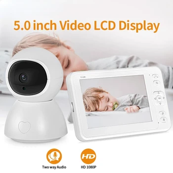 Mini bebek izleme monitörü 2MP HD Gece Görüş İki Yönlü Konuşma 5 İnç Dadı Video Kamera 8 Ninniler Kayıt ve Oynatma SD Kart İle