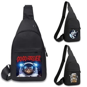 Moda Kemer USB Şarj Delik Erkekler Crossbody Çanta Göğüs Çantası Erkek Kısa Seyahat Sling omuz çantaları Astronot Baskı bozuk para çantaları