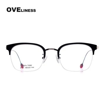 Moda Retro Gözlük Çerçeve Kadınlar için Optik kadın gözlük çerçeveleri Miyopi Reçete gözlük Yarım Metal gözlük Gözlük