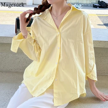 Moda rahat Gevşek Kadın Gömlek Pamuk Beyaz Blosue Uzun Kollu Güneş Koruyucu Ofis kadın bluzları Casual Bluz Blusas Mujer 22793