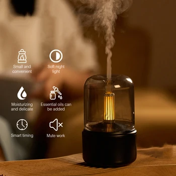 Mum ışığında AROMA YAYICI Taşınabilir 120ml USB Hava Nemlendirici uçucu yağ Serin Mist Maker Sisleyici ile LED Gece Lambası
