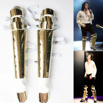 Nadir MJ Michael Jackson Klasik Altın El Yapımı Geçmişi Bacak Matel Guard Zırh Kneepad Konser Sahne Dans Balo Salonu