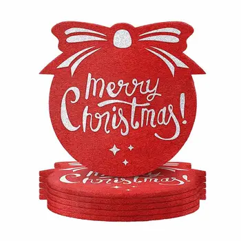 Noel Coaster İçecekler İçin 6 Adet Noel Yuvarlak Emici İçecek Bardak Seti Serin Yumuşak fincan altlığı Masa Bardak