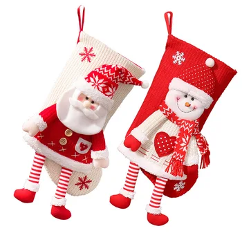 Noel çorap çanta örme üç boyutlu yaşlı kardan adam hediye çantası Noel Arifesi şeker çorap çocuk noel hediyesi çorap