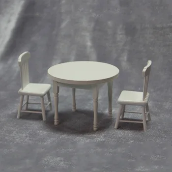 OMO 1: 12 dollhouse mini mobilya mutfak yemek masası sandalye paketi ile 1 masa 2 sandalye