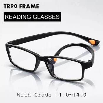 Okuma gözlüğü Erkekler Siyah Presbiyopi gözlük Anti mavi ışık gözlük TR90 Ultralight Gözlük 0 İla + 4.0 gözlük