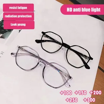 Okuma gözlüğü Kadınlar İçin Poligon Anti Mavi ışık Moda Gözlük Presbiyopi Gözlük Sınıf 0 İla + 4.0
