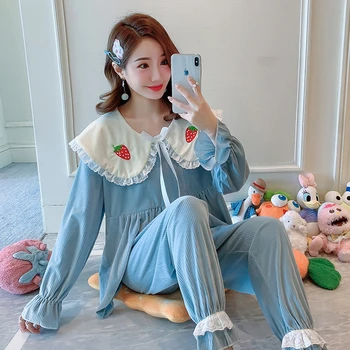 Pijama kadın sonbahar ve kış yeni pijama prenses tarzı takım elbise Kore pijama sevimli ev hizmeti 2 Adet sıcaklık kıyafeti