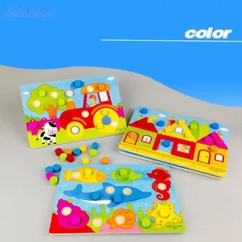 Renk montessori malzeme Oyuncaklar Çocuklar İçin ahşap Oyuncak Yapboz Erken Öğrenme Renk Maç Oyunu