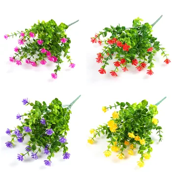 Sahte yapay çiçekler Açık Dekorasyon için UV Dayanıklı Hiçbir Solmaya Sahte Plastik Bitkiler Bahçe Sundurma Pencere Mutfak ofis masası