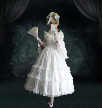 Saray prenses tatlı lolita elbise retro peri zarif falbala yüksek bel viktorya dönemi tarzı elbise kawaii kız gotik lolita op loli cos