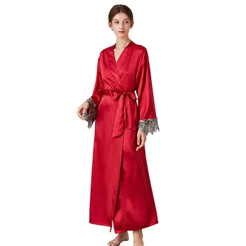 Seksi İç Çamaşırı Elbise kadın kıyafeti Dantel Uzun Gecelik Saten Elbiseler Kış bornoz Bayan Bornoz Gelin Elbise İpek Pijama