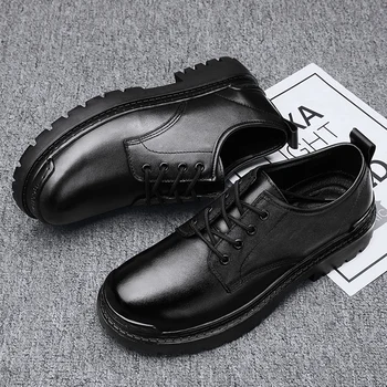Sonbahar Elbise Ayakkabı Erkekler İçin 2022 Hakiki Deri Siyah Derby Ayakkabı Adam kış sıcak Peluş Su Geçirmez Ofis Resmi Ayakkabı Erkek