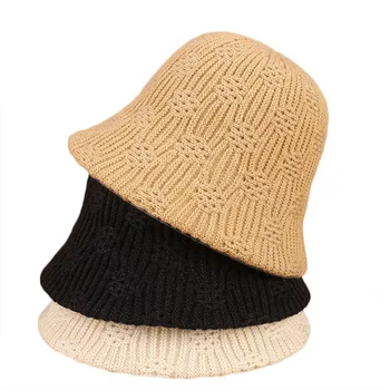 Sonbahar şapkalar kadınlar için 2022 Yeni Vintage örme kova şapka nefes yün havza kap kış için uygun kadın balıkçı kap