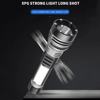 Süper XPG LED el feneri 300-400LM USB Şarj Edilebilir Kırmızı Mavi Alarm Parlama IPX4 Su Geçirmez El Feneri Mıknatıs Pencere Kırma