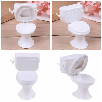 Süs Oyuncaklar Mini Ev Dekorasyon Bebek Aksesuarları Dollhouse Mobilya Minyatür Tuvalet Beyaz Closestool Modeli