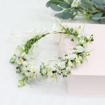 Taç Çelenk Başlığı El Yapımı Ayarlanabilir Çiçek Çelenk Kafa Bandı Halo Çiçek Taç Çelenk Başlığı Düğün Festivali Parti