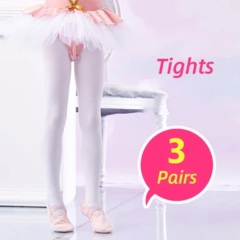 Toddler Kız Dans Tayt Profesyonel Bale Elbise Çocuk Çocuk Yumuşak Hortum Jimnastik Tayt Kız Çorap 3 Pairs