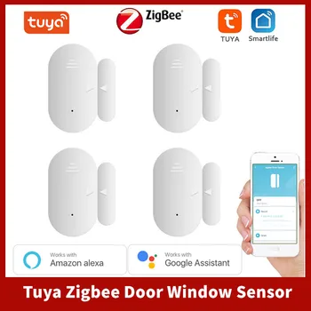 Tuya Zigbee Kapı Pencere Sensörü Mini Kablosuz Bağlantı Dedektörü Akıllı Ev Güvenlik Alexa Google Ev İle Çalışmak Akıllı Yaşam
