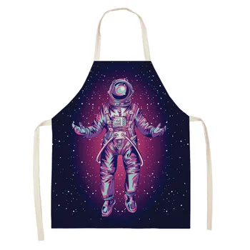 Uzay Keten Kolay Temiz Astronot Baskı Önlük Kız Erkek Bel Önlük Bayanlar Ev Pişirme Araçları Mutfak Önlüğü Çocuklar Bahçe Önlük