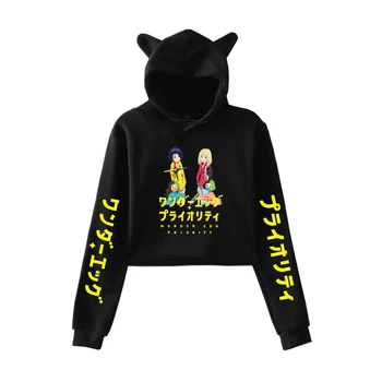 Wonder Yumurta Öncelikli Kazak Kedi Kırpılmış Hoodie Kadın Kazak Kırpma Üst kadın Hoodie Harajuku Streetwear Anime Giyim