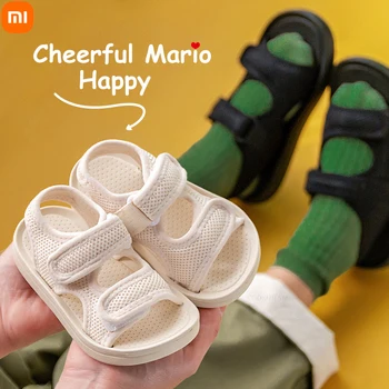 Xiaomi 2021 Yaz Çocuk Ayakkabıları Erkek Yumuşak Tabanlar plaj ayakkabısı Erkek Bebek Baotou Anti-kick çocuk Sandalet Princepard Sandalet