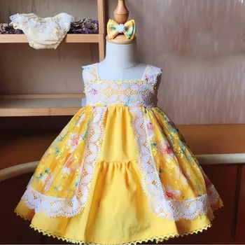Yaz Yeni İspanyol Kız prenses balo elbise Dantel dikiş sevimli elbise doğum günü partisi Paskalya Elbise çocuklar İçin