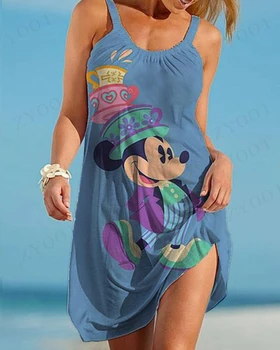 Yaz kadın Plaj Bluz sarma havlusu Halter Askı Mini plaj elbisesi kadın Plaj Elbise Seksi Disney Minnie Mouse Mayo 2022