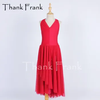 Yeni Kırmızı Lirik Dans Elbise Kadın Kızlar V Yaka Uzun Latin Elbiseler Çocuklar Yetişkin Kolsuz Örgü Çağdaş Dans Kostümleri C823