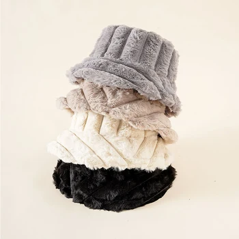 Yeni Kış Peluş Kova Şapka Unisex Açık Rahat Vahşi Sıcak Şapka Yumuşak Kadife Balıkçı Kap Streetwear Kürklü Bayan Moda Mevcut