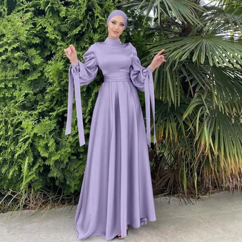 Yumuşak Tunik Elbise Dubai Saten Yüksek Yoğunluklu Sardalya Kadın Elbise Abaya Femme Müslüman Setleri islam Giyim Lüks Yüksek Sınıf Jalaba