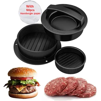 Yuvarlak hamburger presi Gıda Sınıfı ABS Plastik Hamburger Makinesi Et Sığır Izgara Burger Patty baskı Kalıp Mutfak Kalıp Araçları