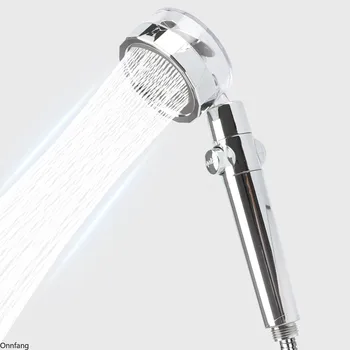 Yüksek Basınçlı Pervane Duş Başlığı Güçlü Akım Büyük Yağmur Su Tasarrufu Sprey Duş Başlığı Düğmesi ile 360 ° Döndürülmüş Banyo için