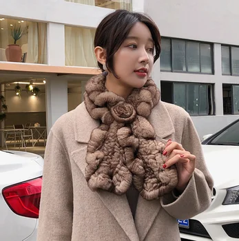 ZDFURS * 2019 katı rex tavşan kürk eşarp Kore versiyonu kadın kış atkısı joker flouncing lifli kenar eşarp