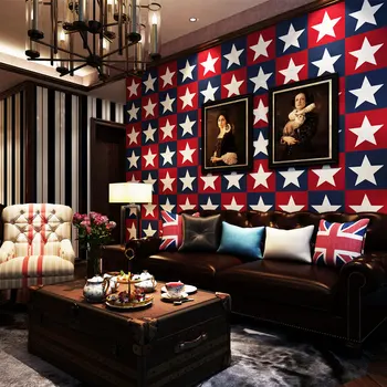 beibehang Amerikan bayrağı high-end ithalatı saf kağıt duvar kağıdı yatak odası oturma odası arka plan duvar kağıdı mavi Akdeniz