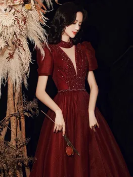lüks şarap kırmızı v boyunluk boncuk peri mahkemesi balo kraliyet Ortaçağ Rönesans viktorya dönemi tarzı elbise Belle topu