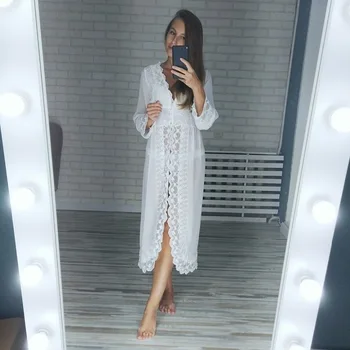yomrzl yeni varış yaz seksi dantel kadının elbise, beyaz dantel şifon pijama, prenses gecelik L175