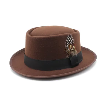 Şapka Kadın İngiliz Sonbahar ve Kış Retro Moda Tüm Maç Caz Şapka Düz Üst Yün Tüy Fransız silindir şapka bayanlar kap